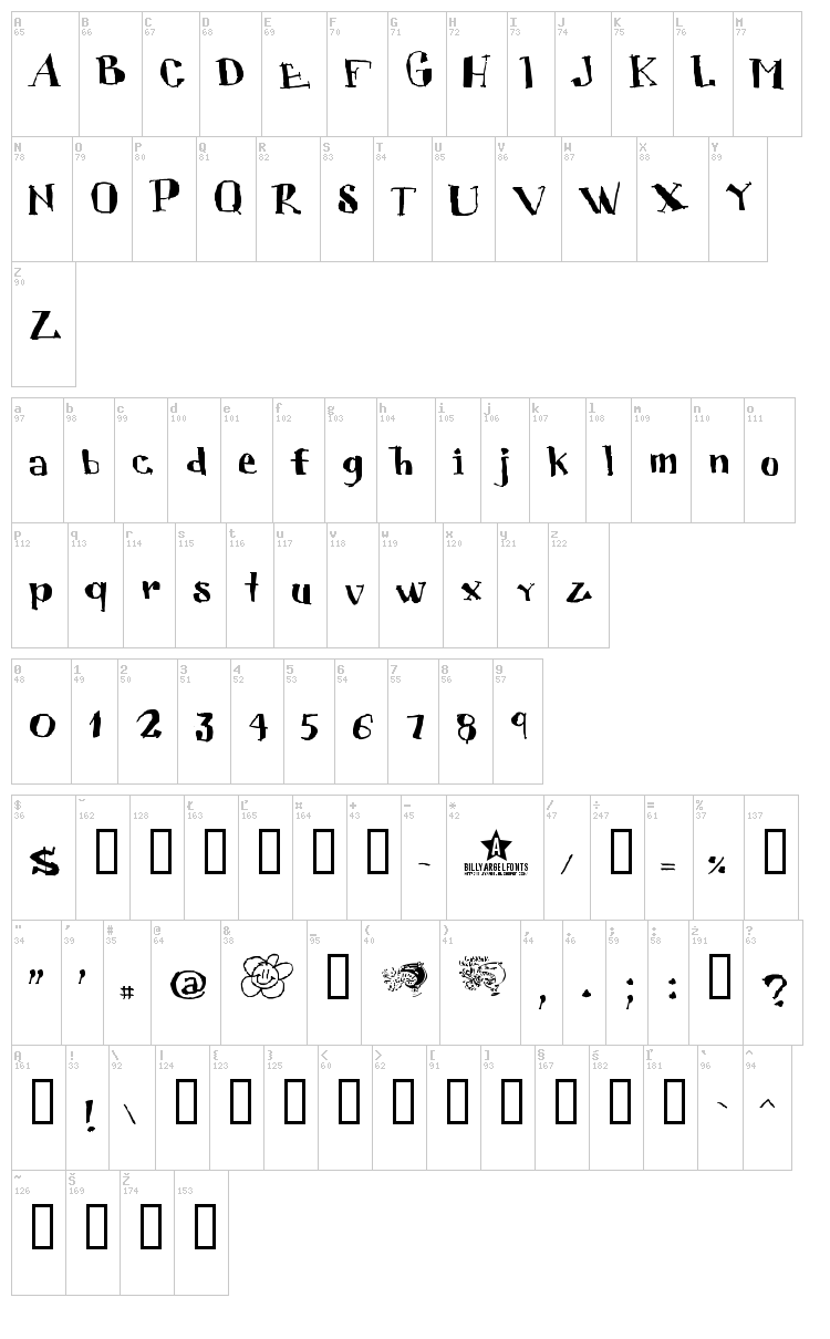 Cubiculo Gallery font map
