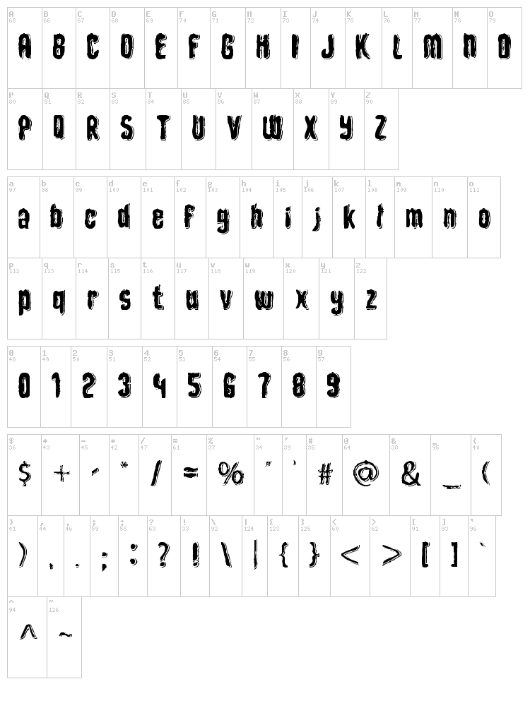Depth of Toonizm font map