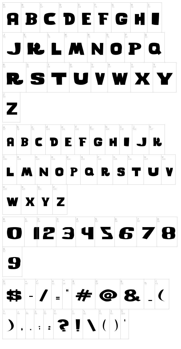 Ghost Words font map
