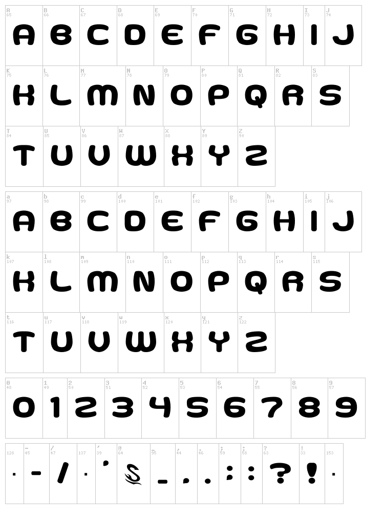 Goma Cookie G font map