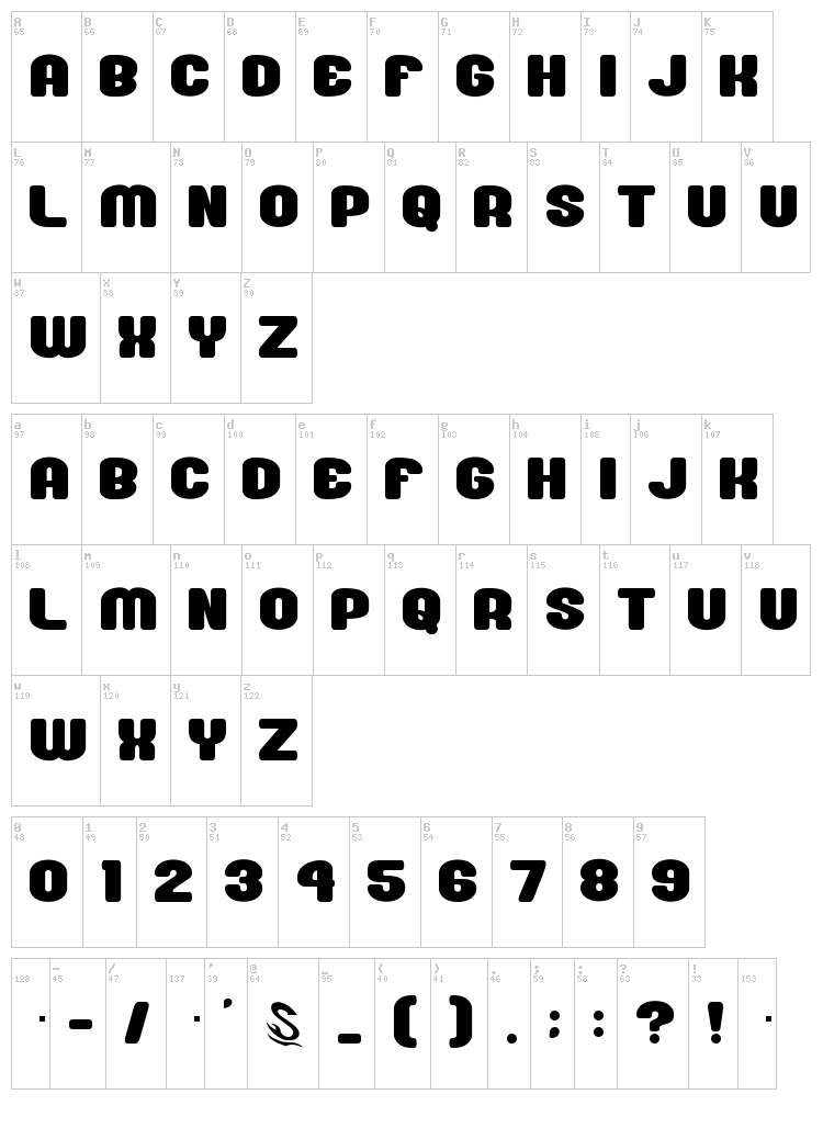 Mousou Record G font map