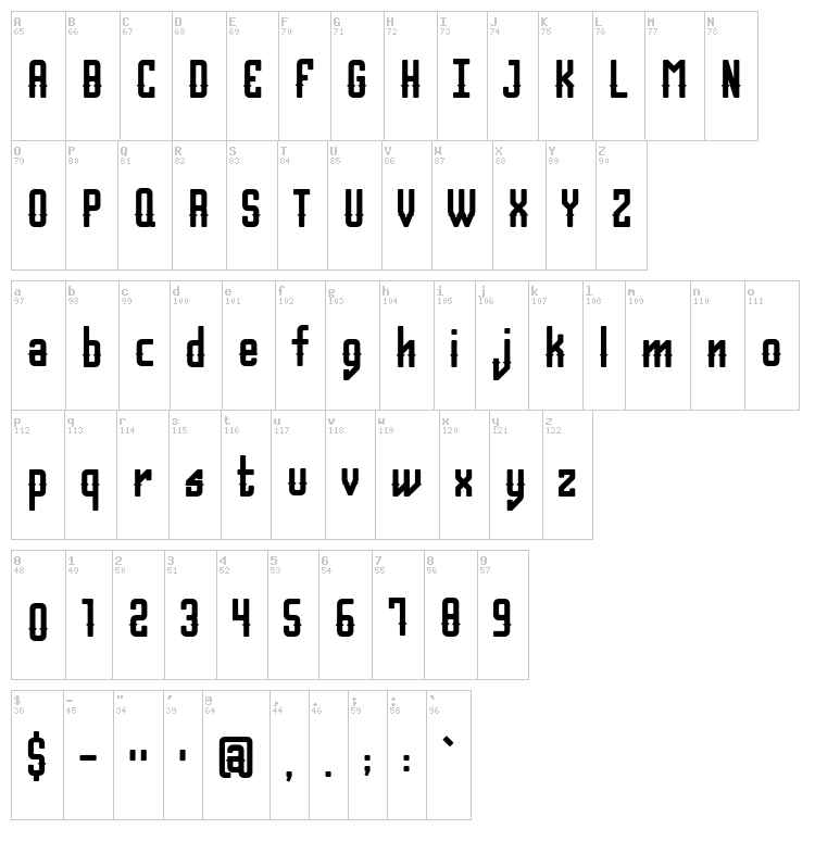 Belvis font map