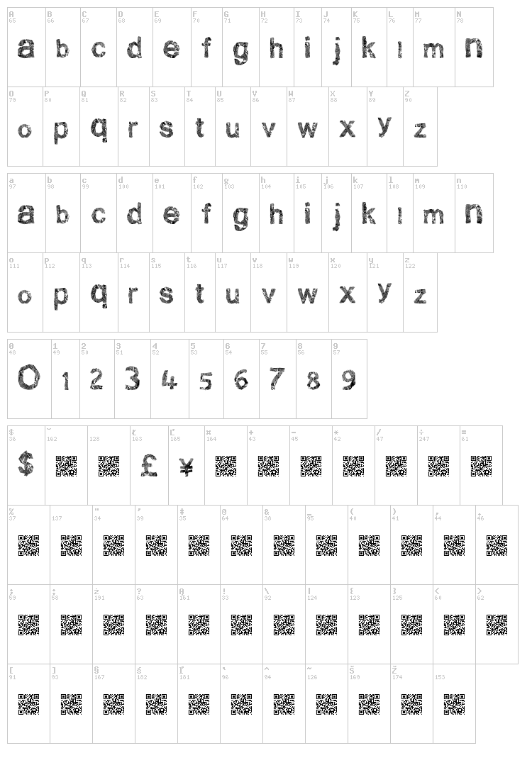 Clean Scratch font map
