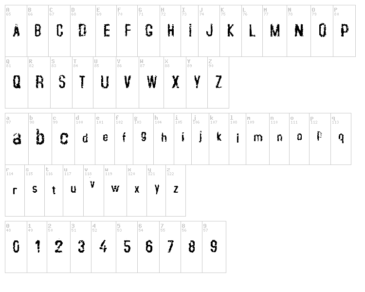 Crustype font map