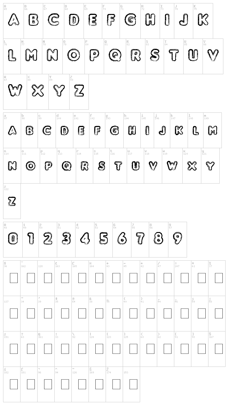 Punched font map