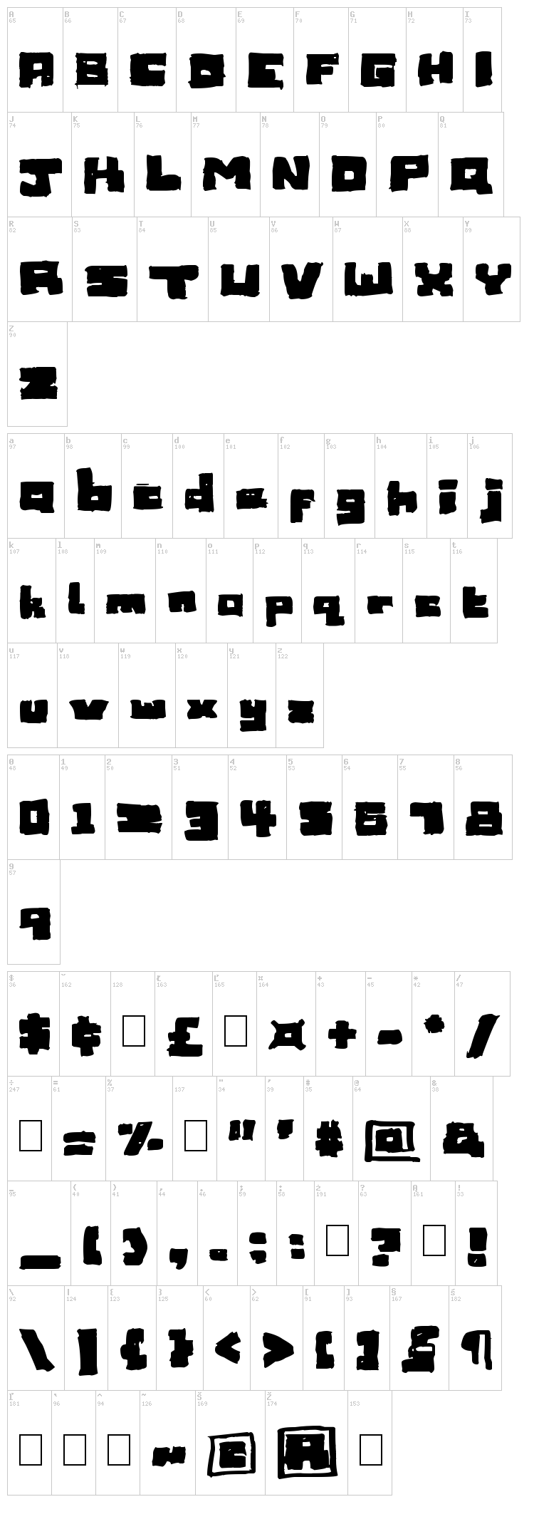 Sketchy font map
