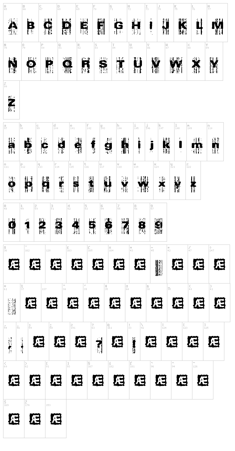 Xerox Malfunction font map
