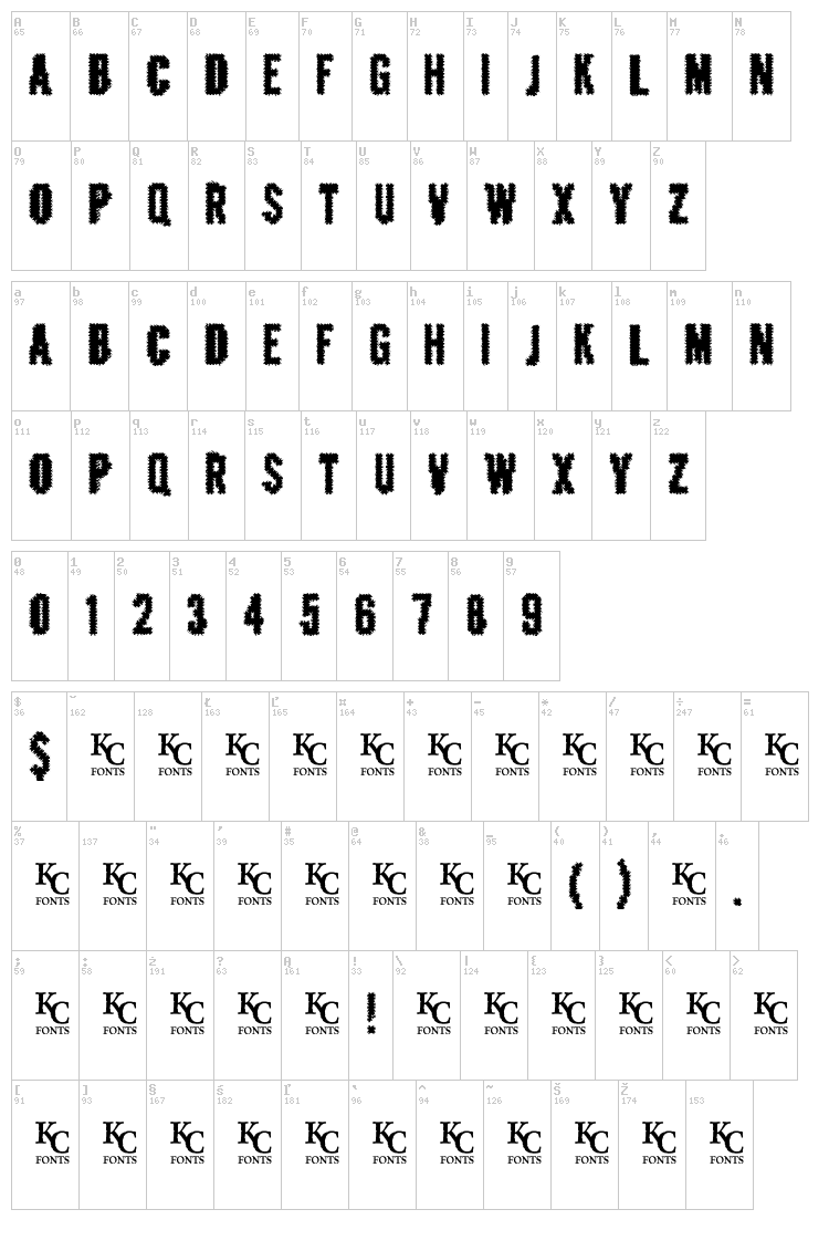 Crashed Out font map