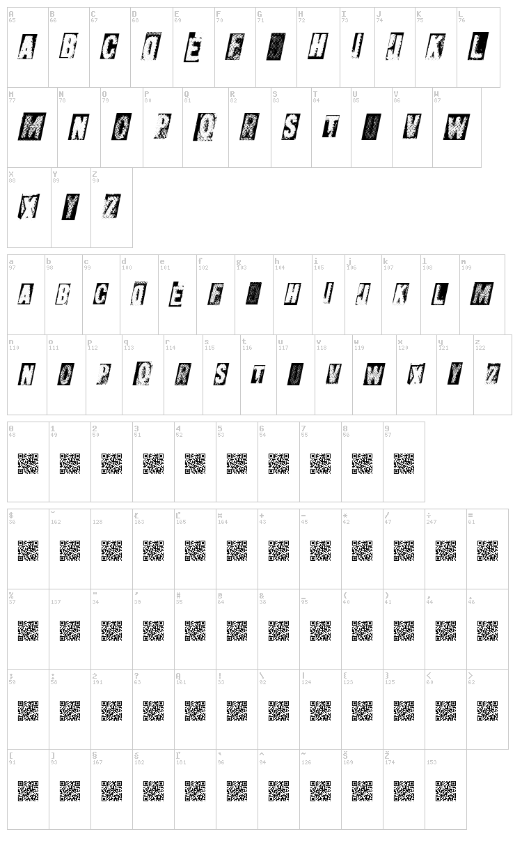 Metal Block Ultra font map