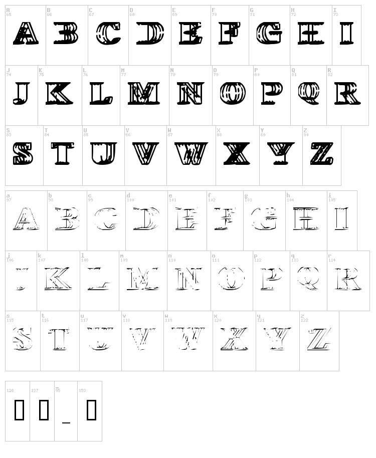Wireframe Davenport font map