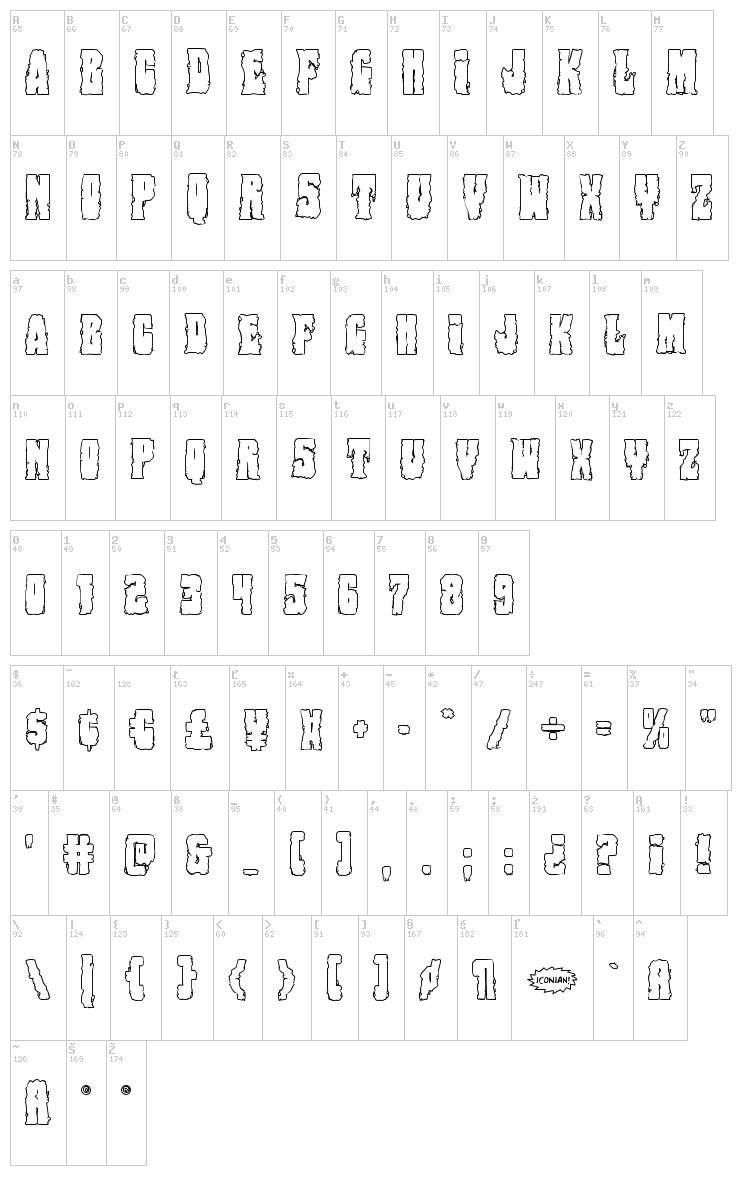 Bog Beast font map