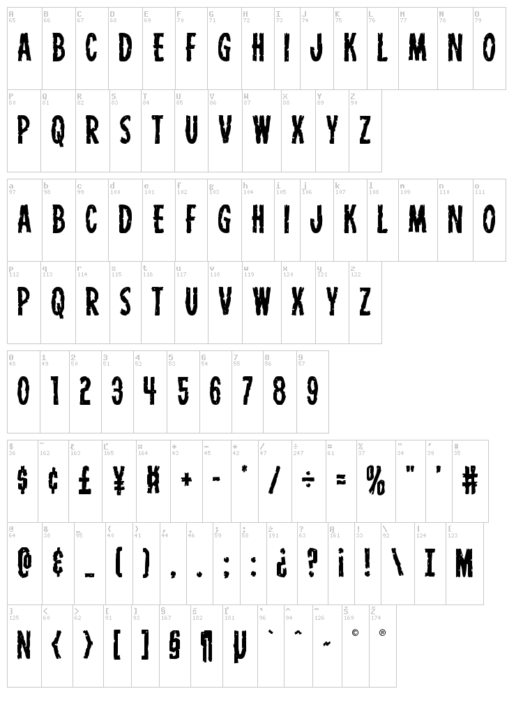 Carnival Corpse font map