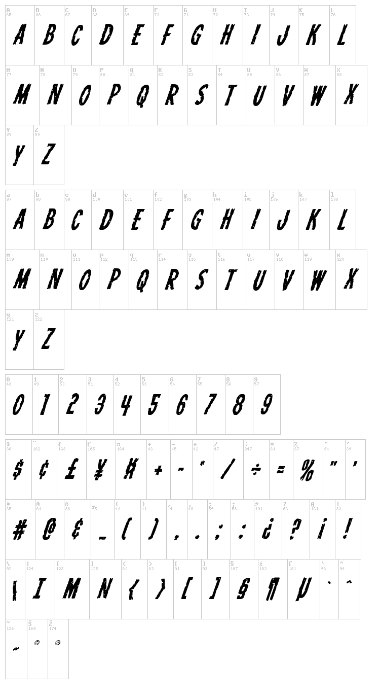 Carnival Corpse font map