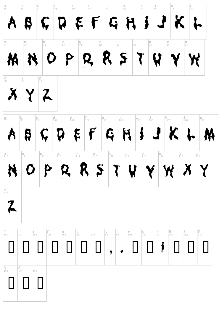 Droopy Poopy font map