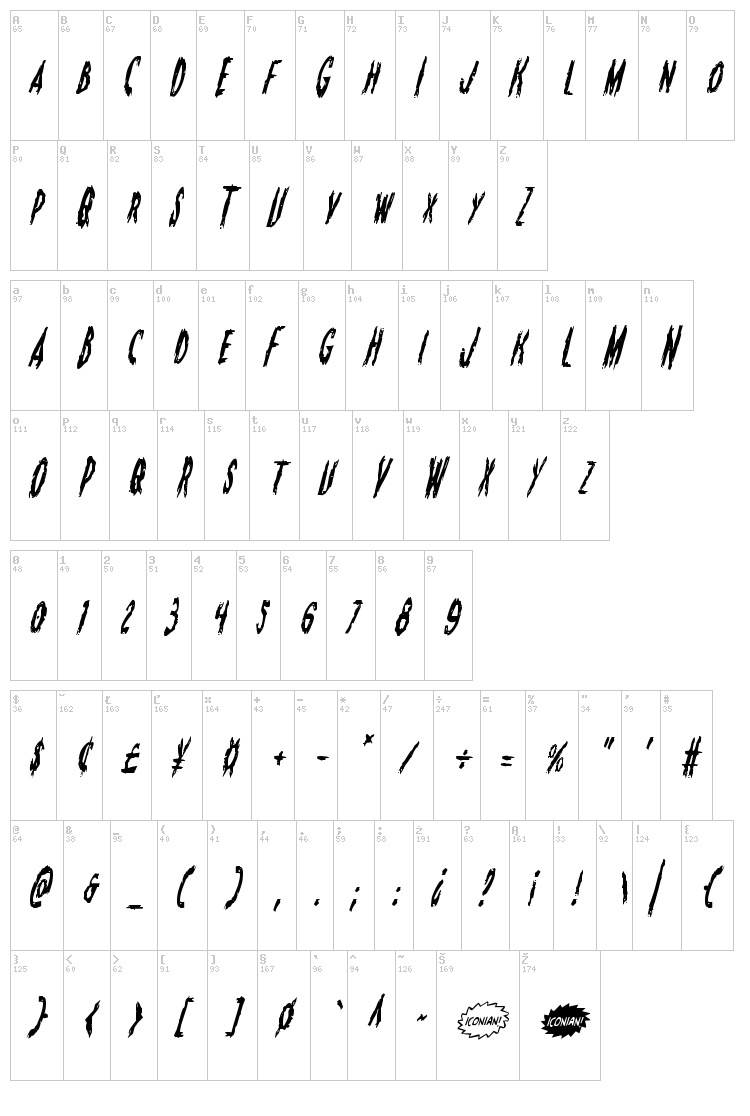 Monsterama font map