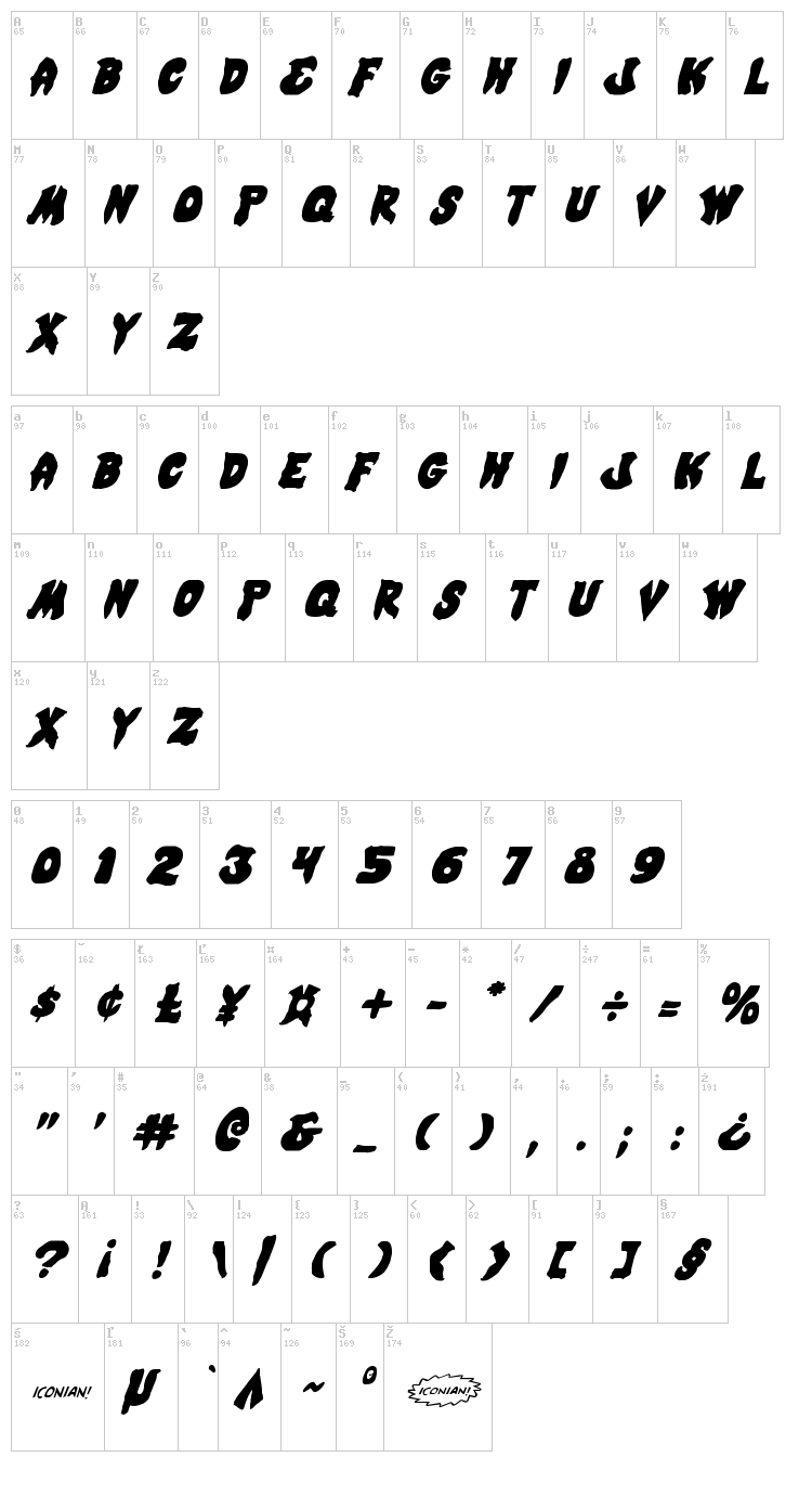 Mystic Singler font map