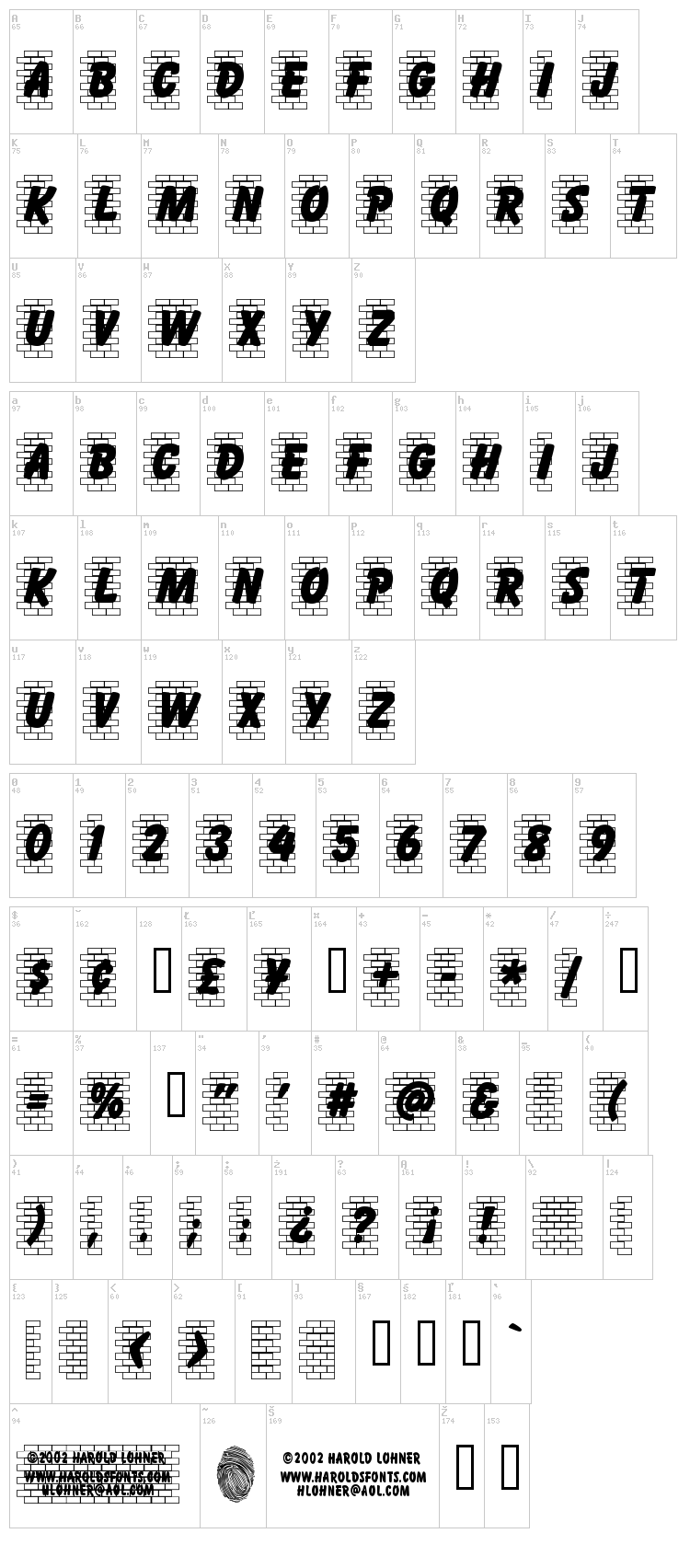 Brickletter font map