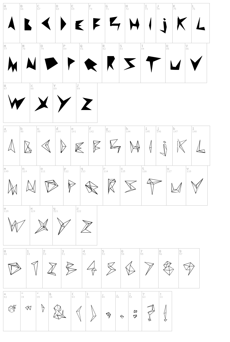 Diamond D font map