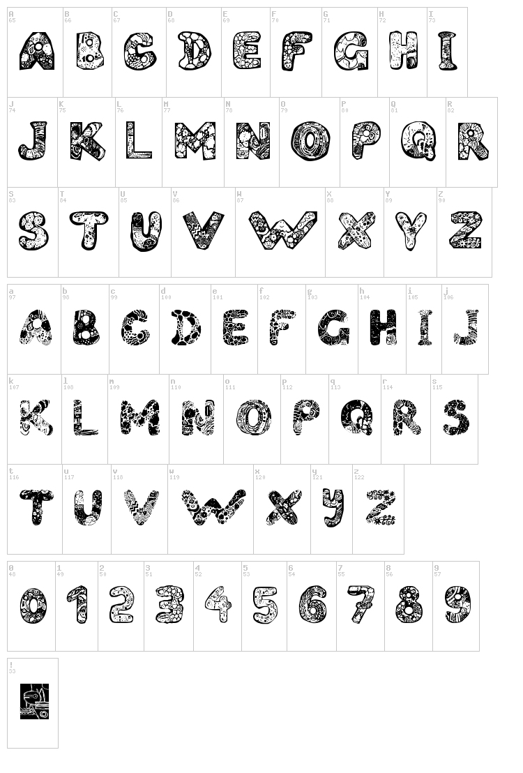 Filled ABC font map