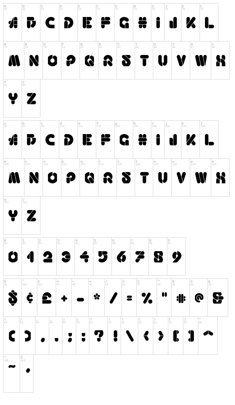 Haricot font map