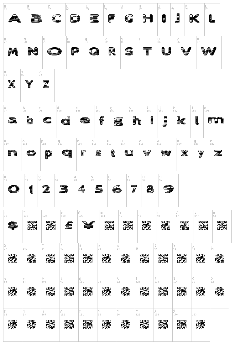 Lost Ray font map