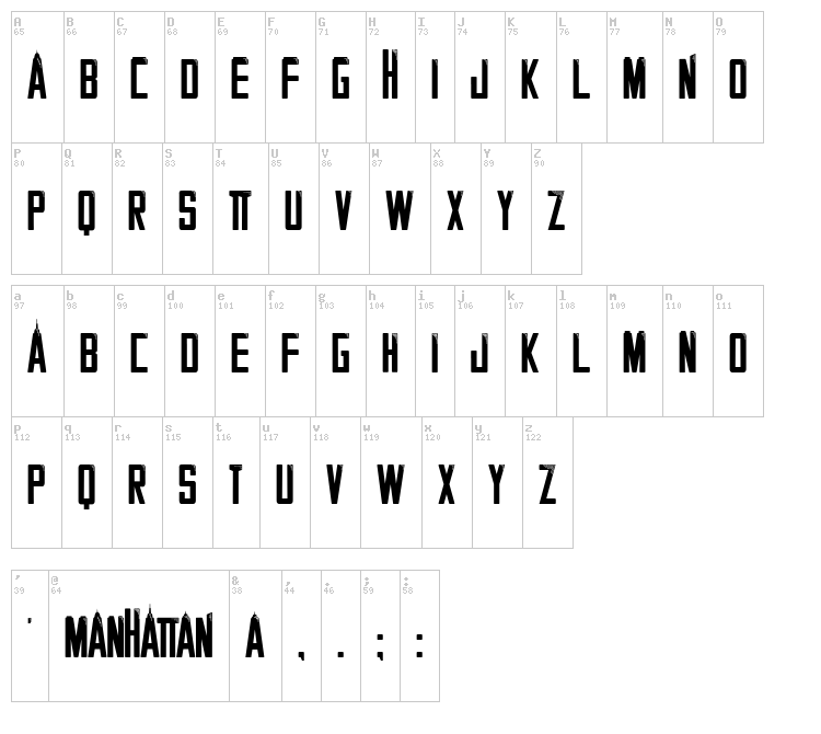 Manhattan font map
