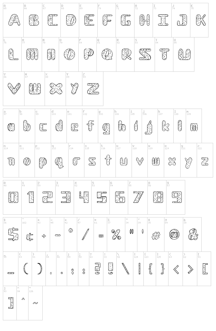 NADC Dalmatian font map