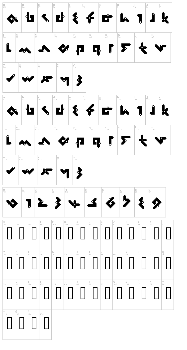 Pentomino font map