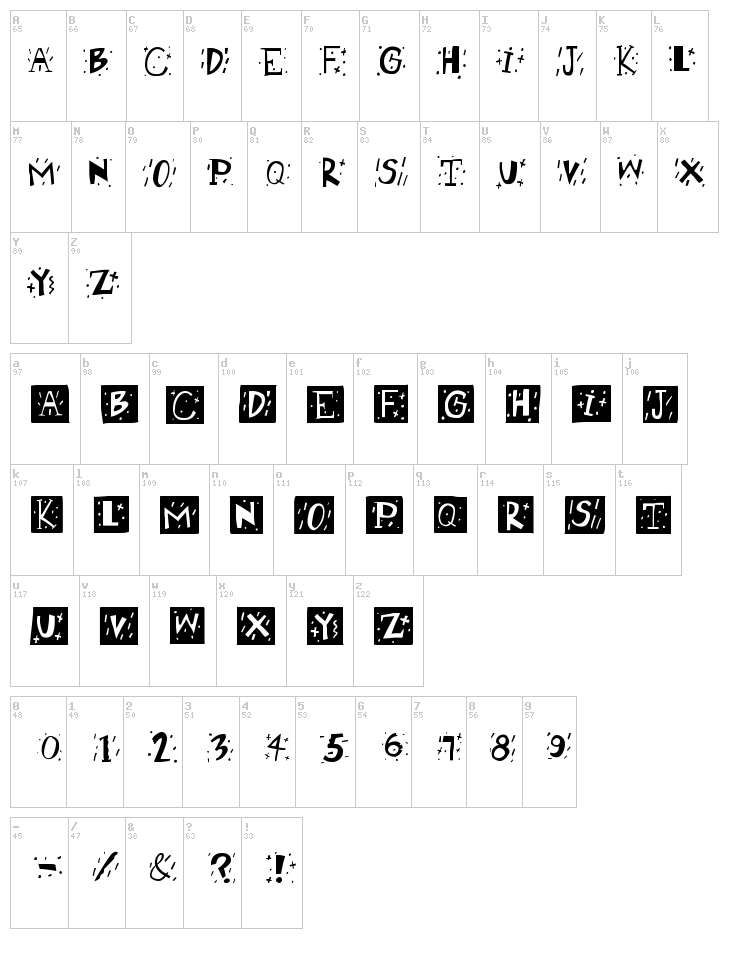 RetroCaps font map