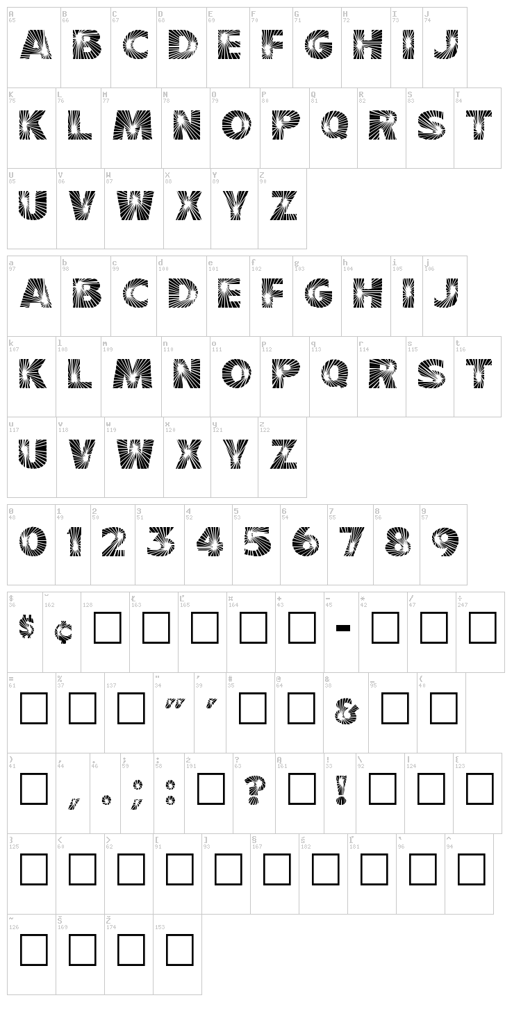 Starbust font map