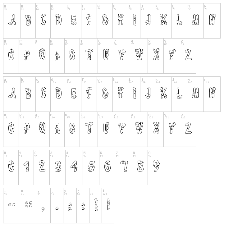 Worm Beeline font map