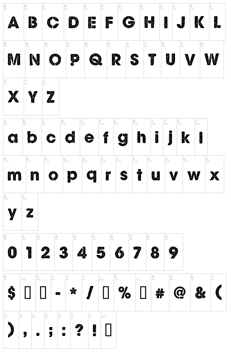CF Ghost Stories font map