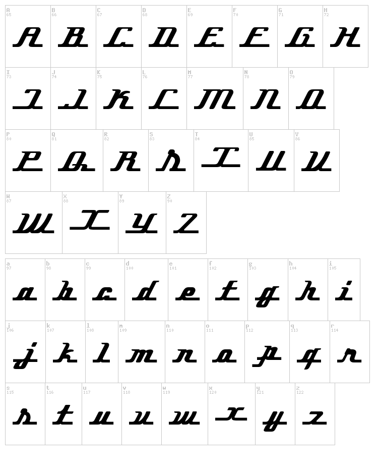 Ikarus font map