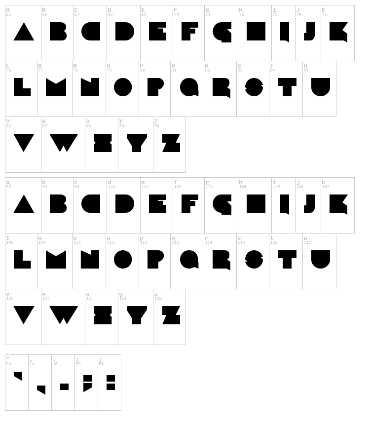 Caligari font map