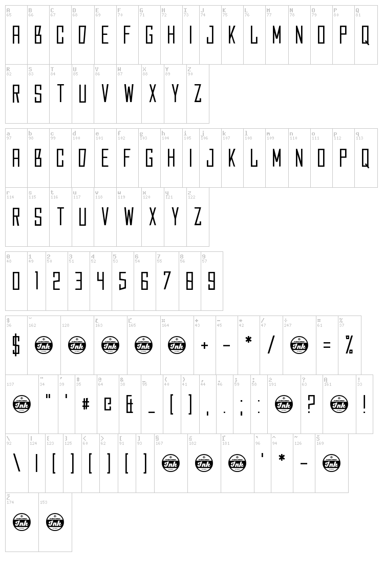 Caperput font map