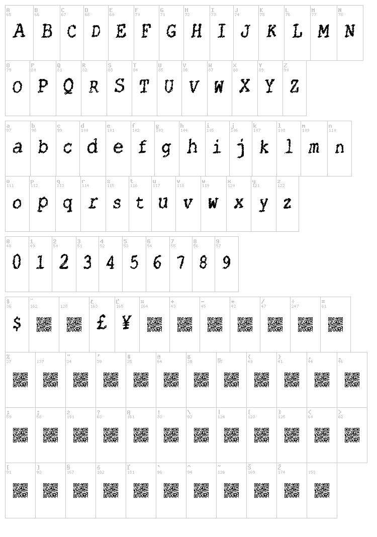 Cats String font map