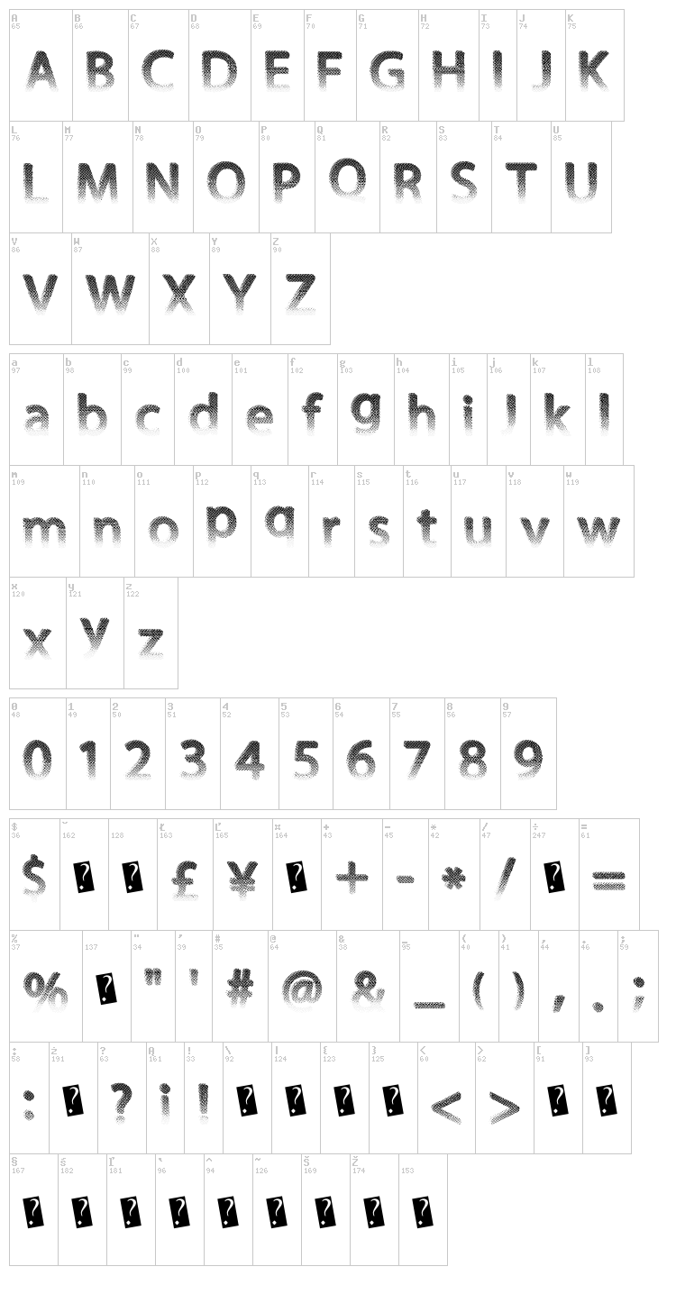 DarthFader font map
