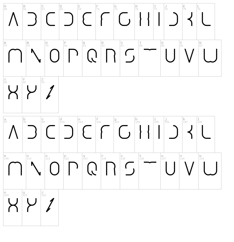 Dismecha font map