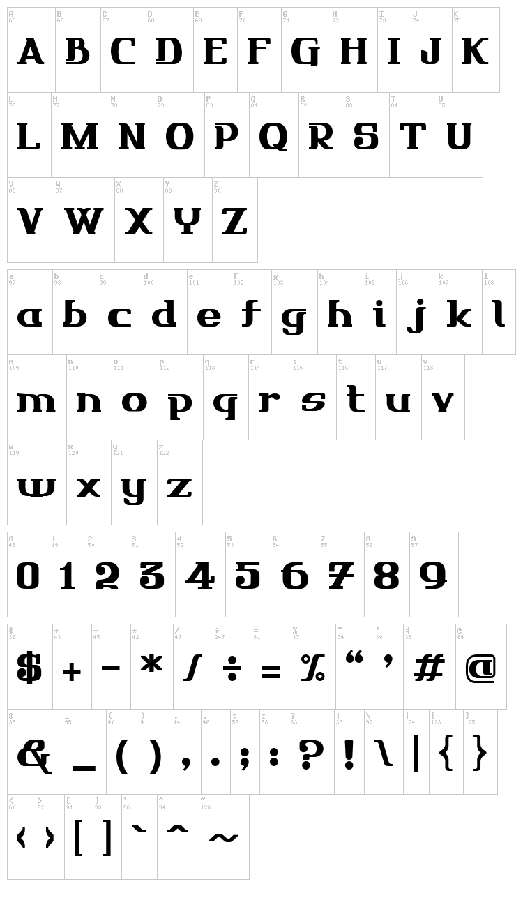 Friendo font map