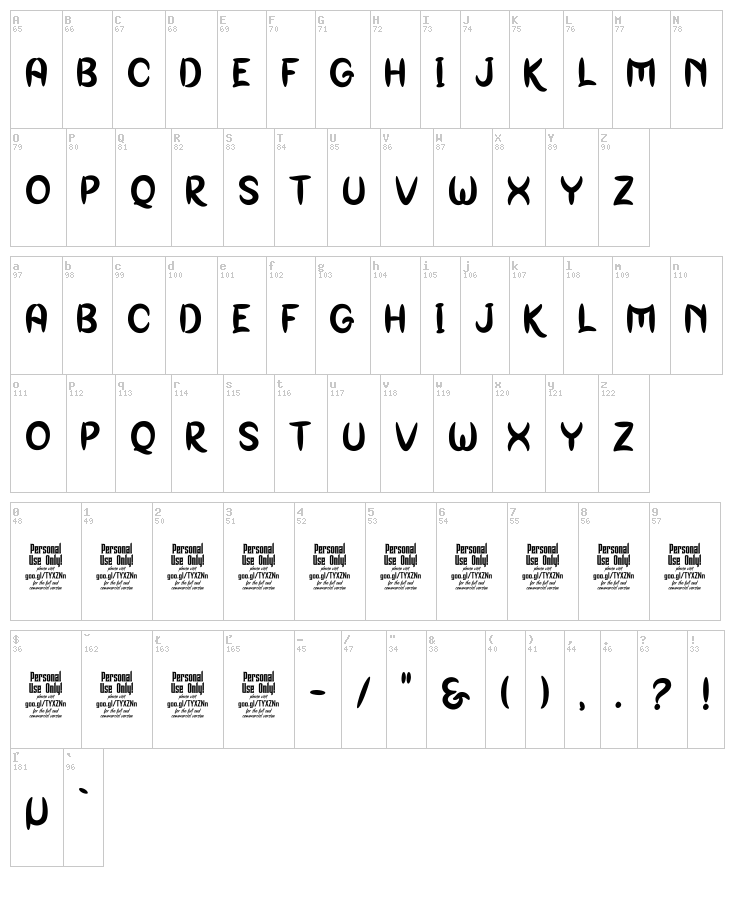 Genoock font map