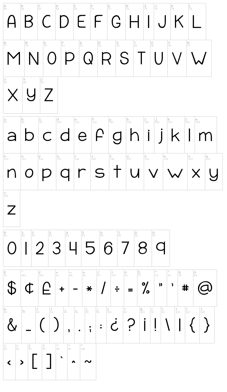 KG Payphone font map