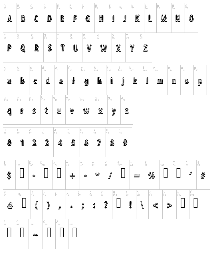 ShadowM font map