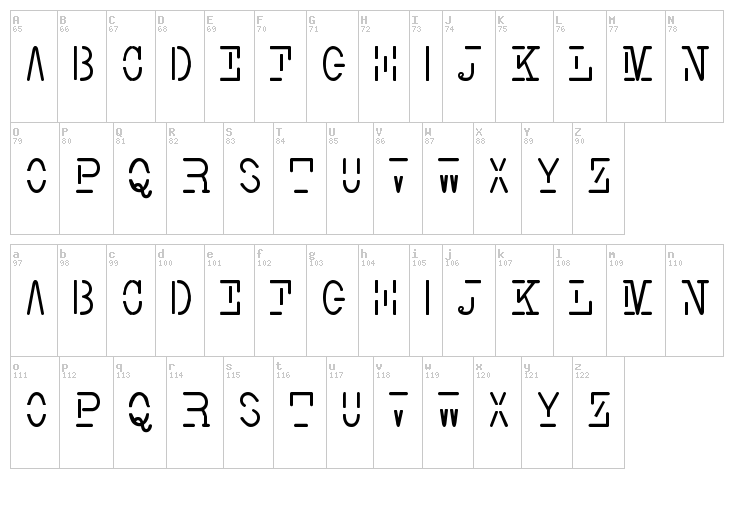 Smith Typewriter font map