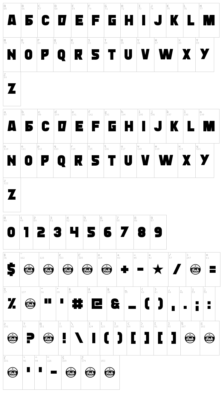 Typingrad font map