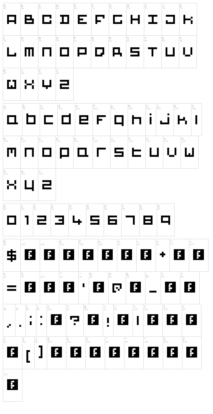 Big Blocks font map