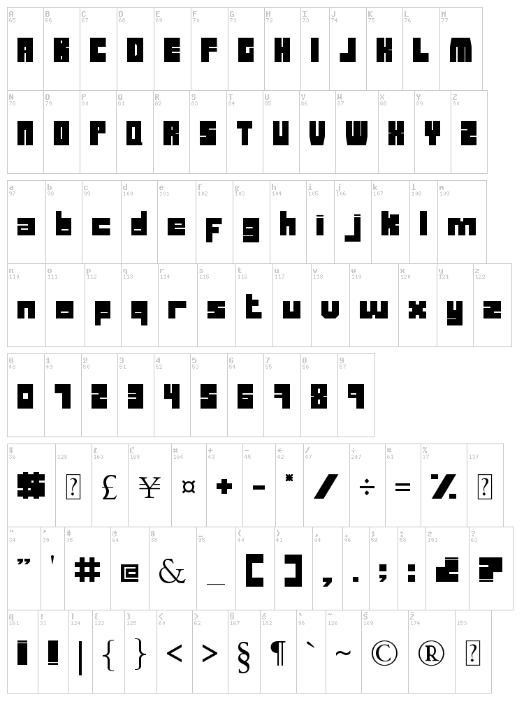 Duck-esa font map