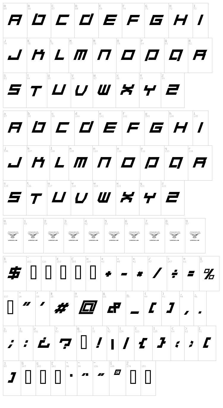 Quaalude hulk font map