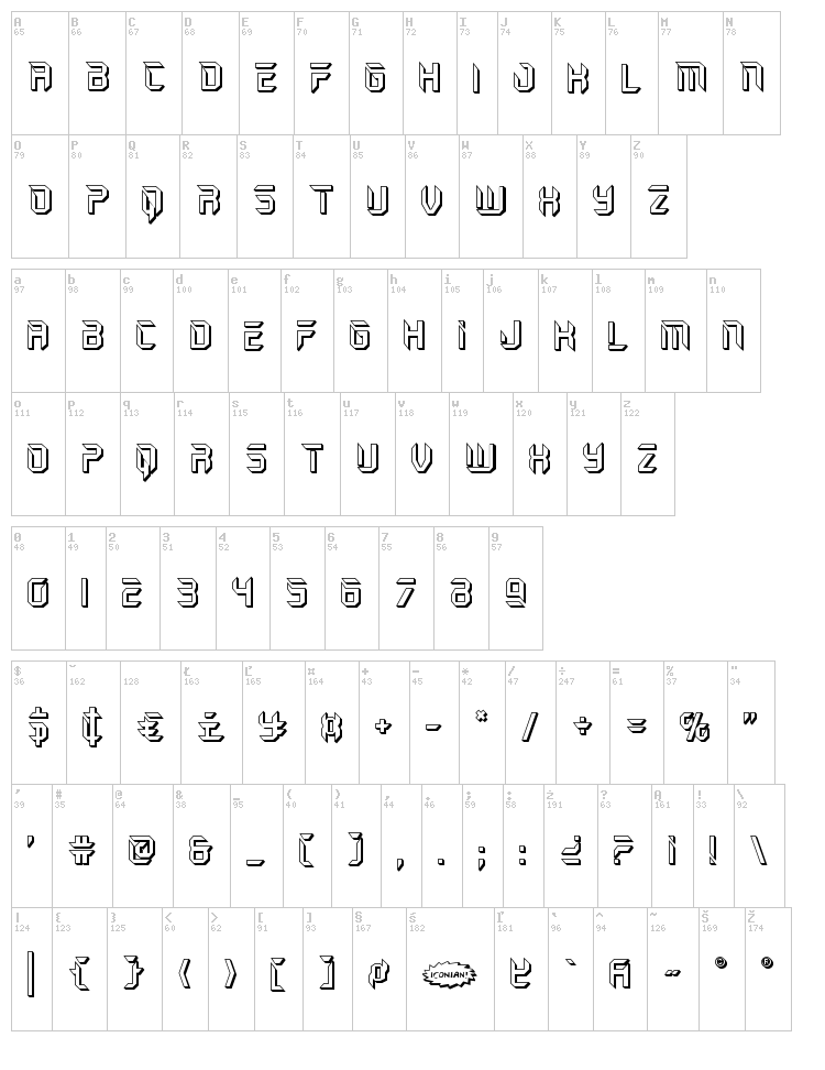 Holo-Jacket font map