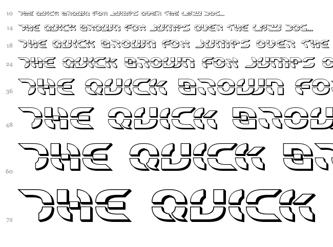 Star Fighter font waterfall
