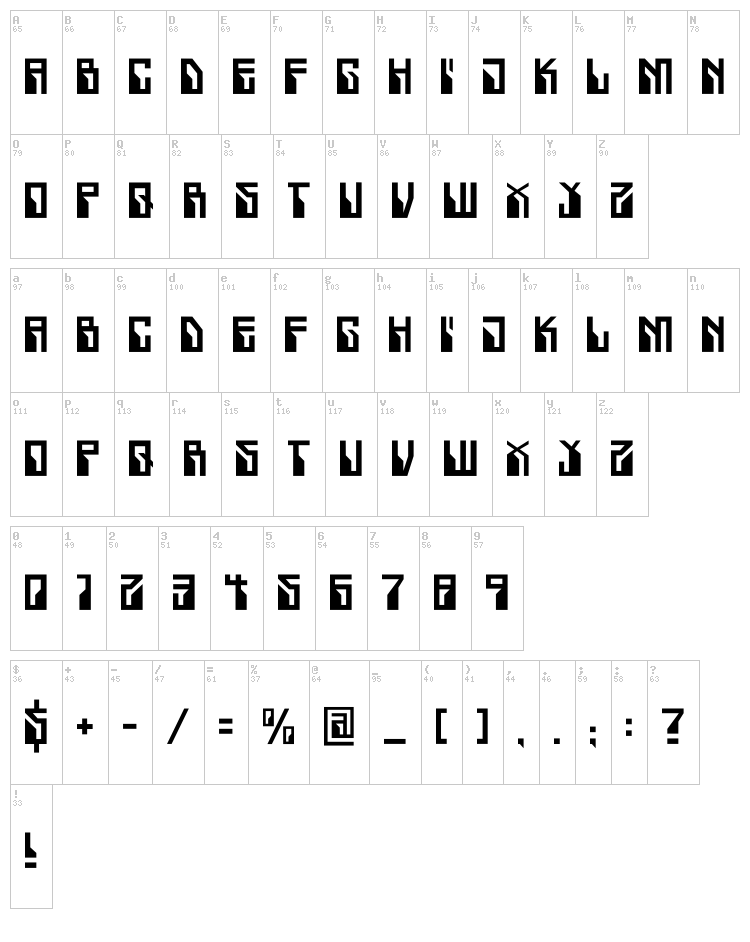 Crackwhore font map